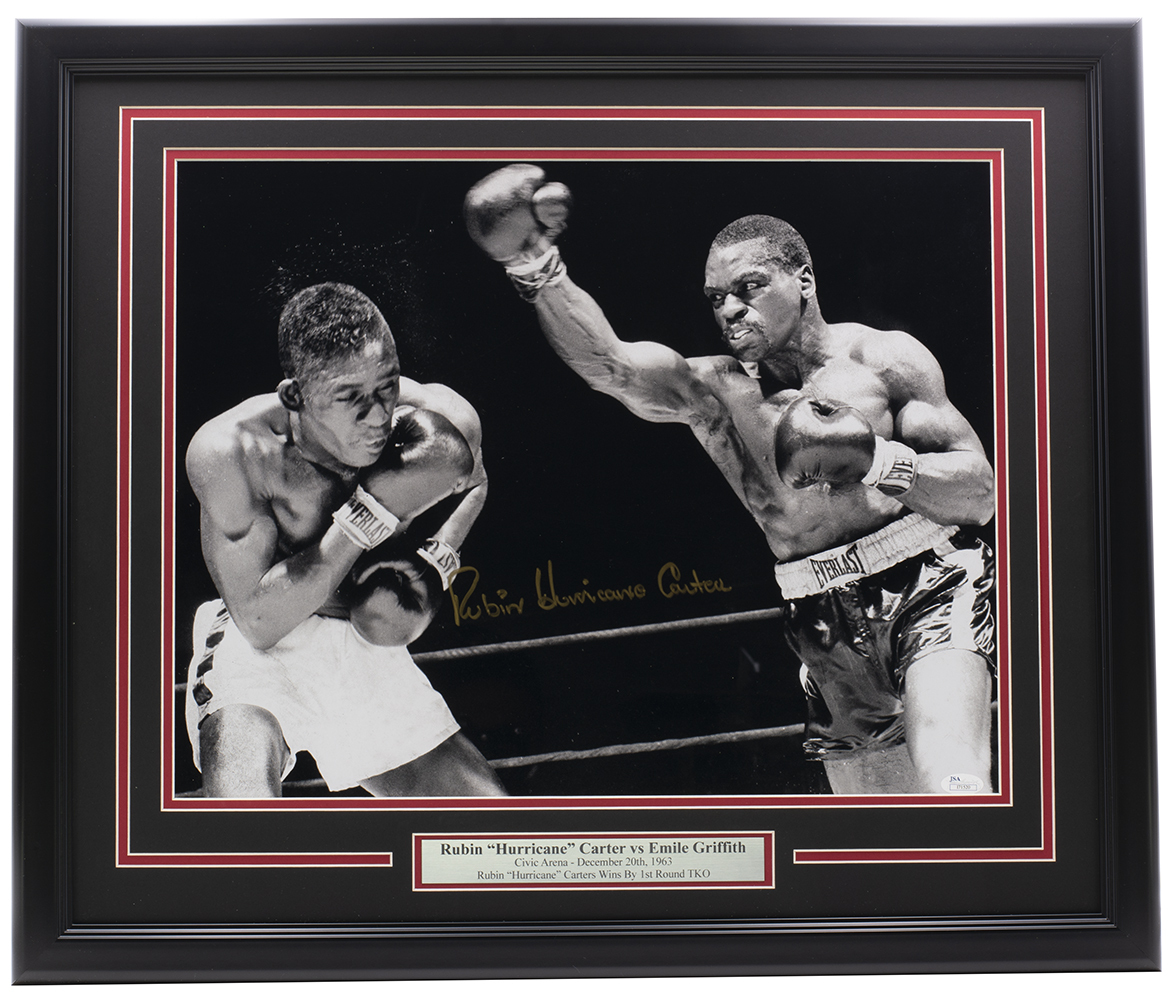 Rubin "Hurricane" Carter Signed 22x27 Framed Photo Display (JSA COA) at PristineAuction.com Rubin "Hurricane" Carter Signed 22x27 Framed Photo Display (JSA COA) at PristineAuction.com