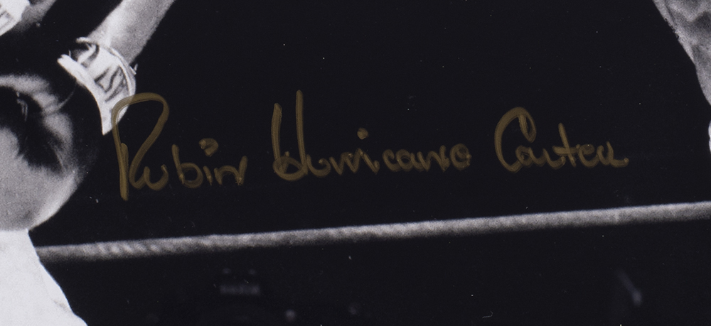 Rubin "Hurricane" Carter Signed 22x27 Framed Photo Display (JSA COA) at PristineAuction.com Rubin "Hurricane" Carter Signed 22x27 Framed Photo Display (JSA COA) at PristineAuction.com