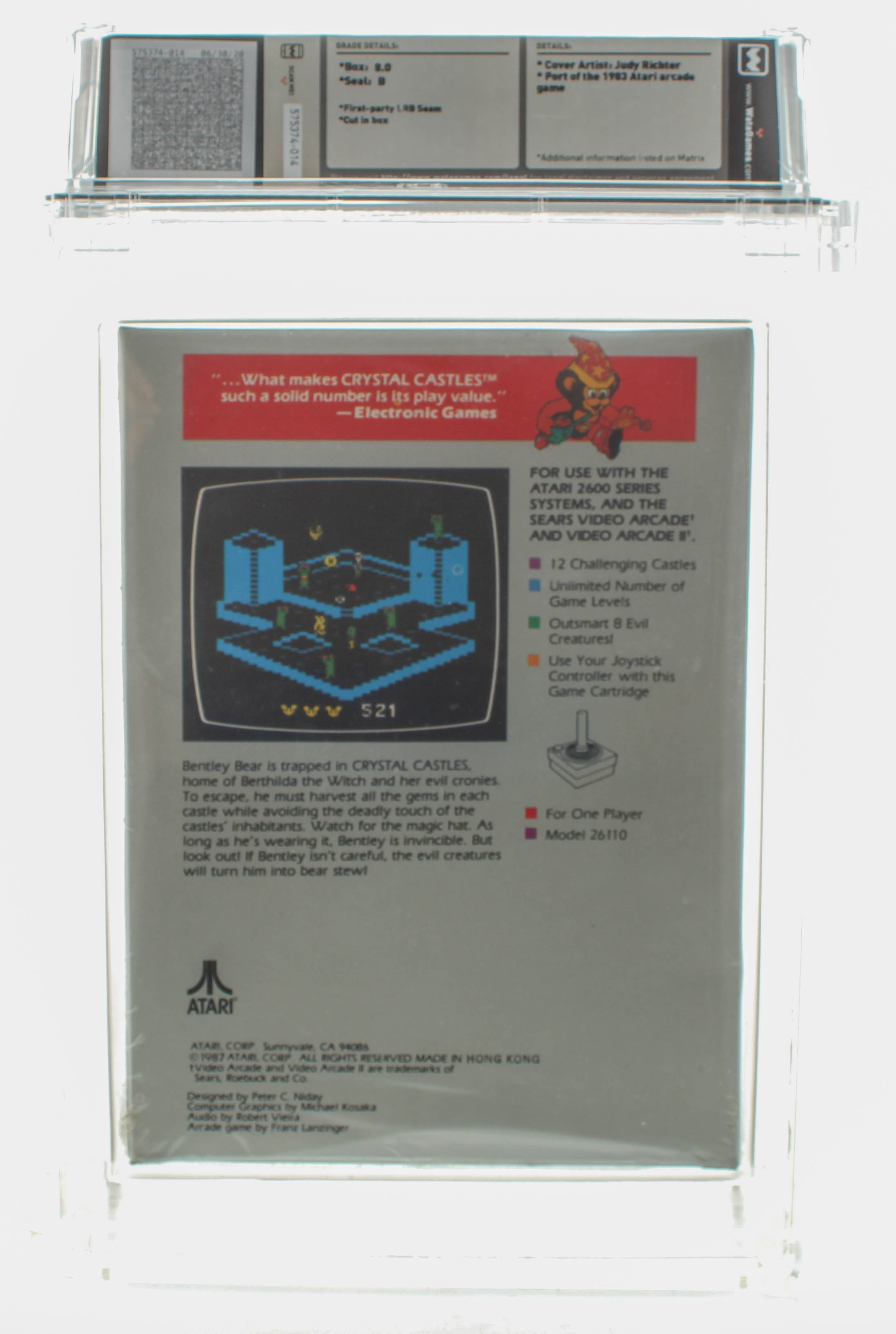 1987 "Crystal Castles" Atari 2600 Video Game (WATA 8.0) at PristineAuction.com 1987 "Crystal Castles" Atari 2600 Video Game (WATA 8.0) at PristineAuction.com