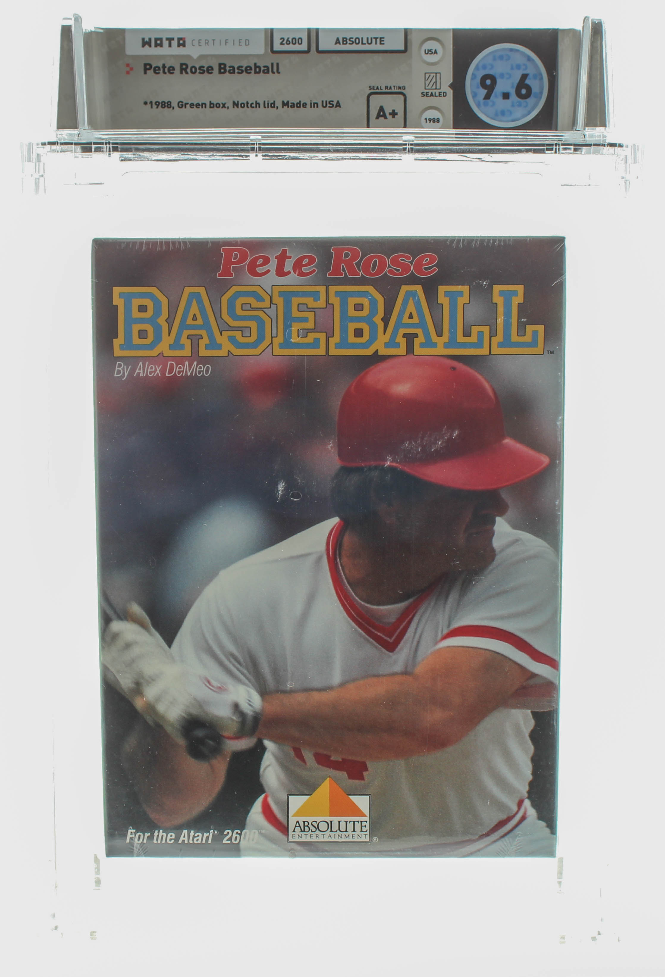 1988 "Pete Rose Baseball" Atari 2600 Video Game (WATA 9.6) at PristineAuction.com 1988 "Pete Rose Baseball" Atari 2600 Video Game (WATA 9.6) at PristineAuction.com
