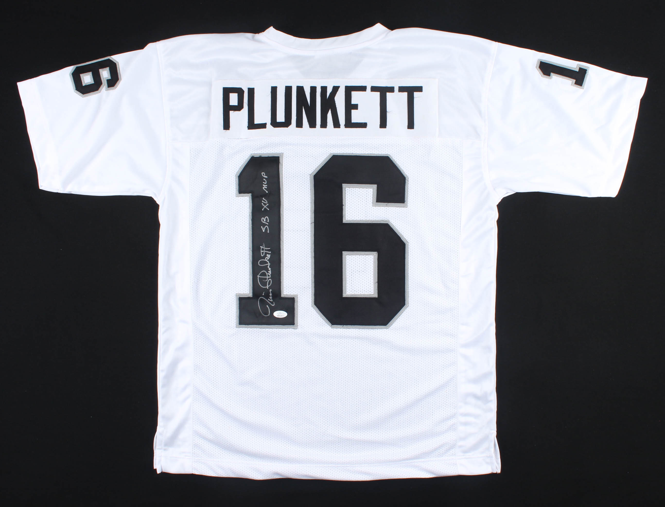 Jim Plunkett Signed Jersey Inscribed "SB XV MVP" (JSA COA) at PristineAuction.com Jim Plunkett Signed Jersey Inscribed "SB XV MVP" (JSA COA) at PristineAuction.com