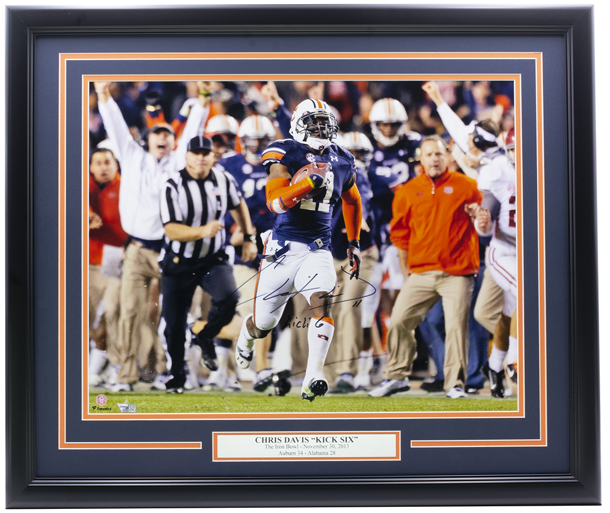 Chris Davis Signed Auburn Tigers 22x27 Custom Framed Photo Inscribed "Kick 6" (Fanatics Hologram) at PristineAuction.com Chris Davis Signed Auburn Tigers 22x27 Custom Framed Photo Inscribed "Kick 6" (Fanatics Hologram) at PristineAuction.com