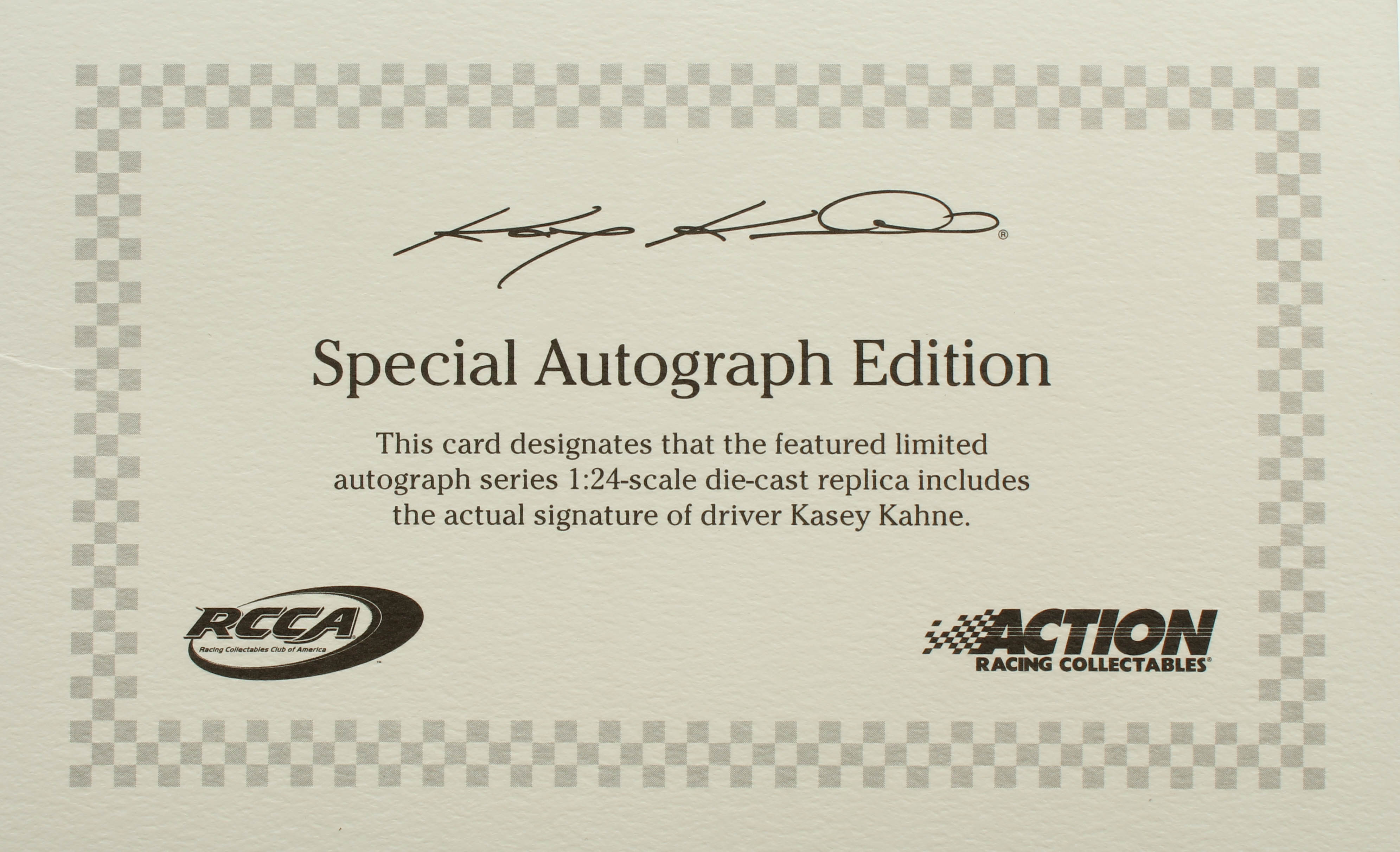 Kasey Kahne LE Signed #5 Aquafina 2015 Chevy SS 1:24 Scale Die Cast Car (RCCA COA) at PristineAuction.com Kasey Kahne LE Signed #5 Aquafina 2015 Chevy SS 1:24 Scale Die Cast Car (RCCA COA) at PristineAuction.com