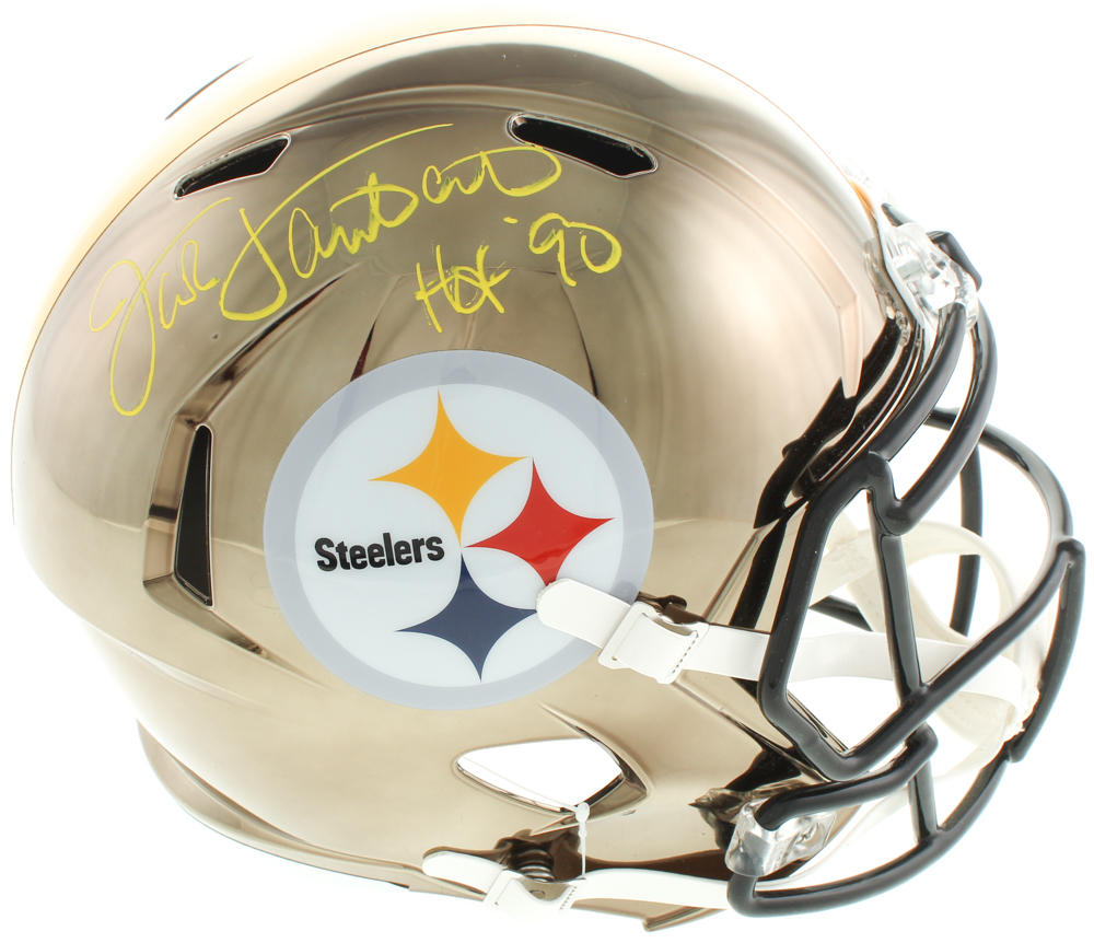 Jack Lambert Signed Steelers Full-Size Chrome Speed Helmet Inscribed "HOF '90" (Beckett COA) at PristineAuction.com Jack Lambert Signed Steelers Full-Size Chrome Speed Helmet Inscribed "HOF '90" (Beckett COA) at PristineAuction.com