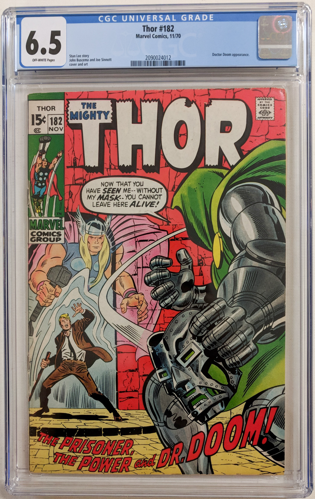 1970 "Thor" Issue #182 Marvel Comic Book (CGC 6.5) at PristineAuction.com 1970 "Thor" Issue #182 Marvel Comic Book (CGC 6.5) at PristineAuction.com