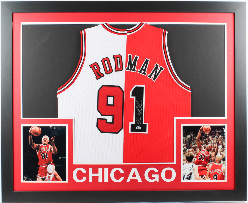 Dennis Rodman Signed 35x43 Custom Framed Jersey (Beckett COA) at PristineAuction.com Dennis Rodman Signed 35x43 Custom Framed Jersey (Beckett COA) at PristineAuction.com