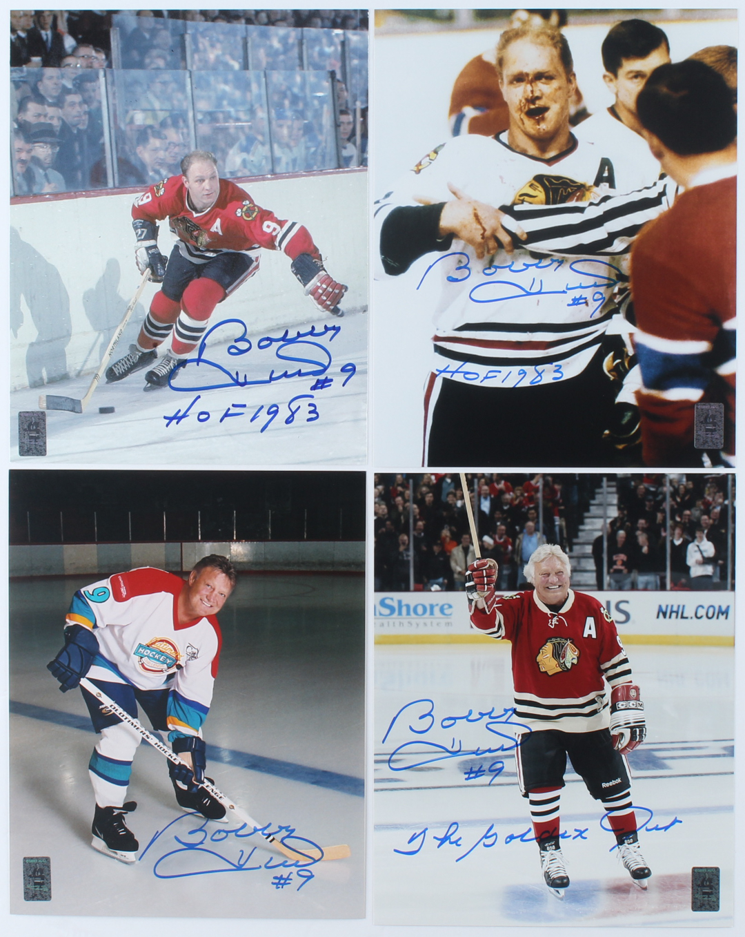 Lot of (4) Bobby Hull Signed 8x10 Photos Inscribed "The Golden Jet" & "HOF 1983" (Hull Hologram) at PristineAuction.com Lot of (4) Bobby Hull Signed 8x10 Photos Inscribed "The Golden Jet" & "HOF 1983" (Hull Hologram) at PristineAuction.com