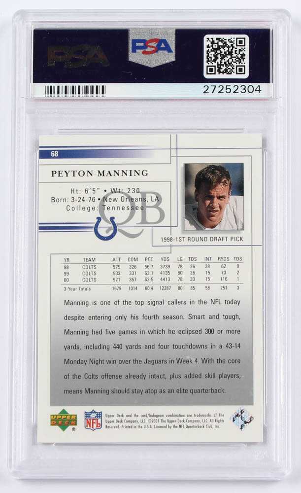 Peyton Manning 2001 Upper Deck #68 (PSA 10) at PristineAuction.com Peyton Manning 2001 Upper Deck #68 (PSA 10) at PristineAuction.com