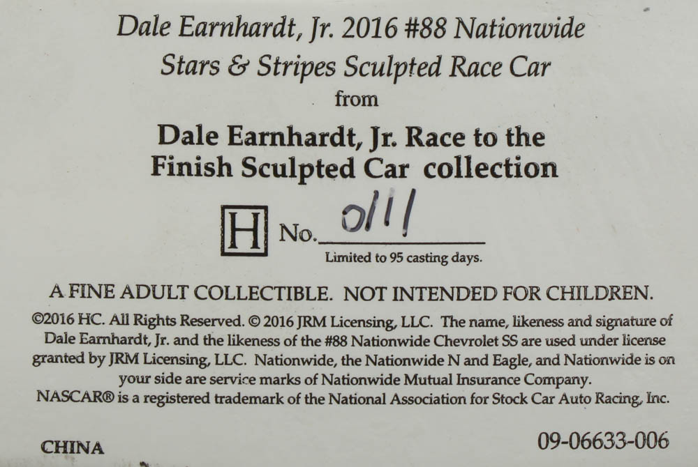 Dale Earnhardt LE #88 2016 Nationwide Stars & Stripes Cheverolet SS Sculpted Race Car at PristineAuction.com Dale Earnhardt LE #88 2016 Nationwide Stars & Stripes Cheverolet SS Sculpted Race Car at PristineAuction.com