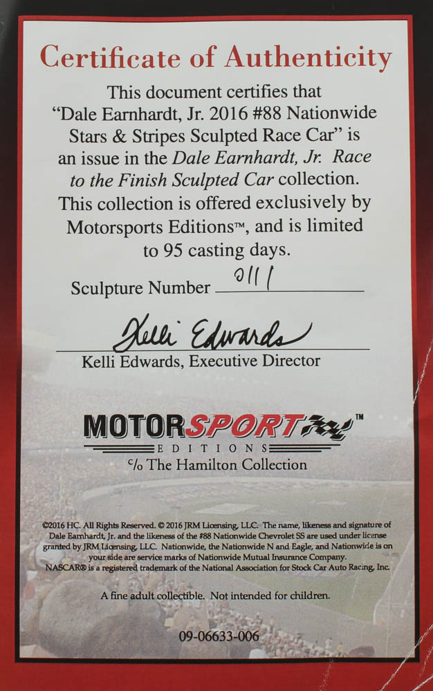 Dale Earnhardt LE #88 2016 Nationwide Stars & Stripes Cheverolet SS Sculpted Race Car at PristineAuction.com Dale Earnhardt LE #88 2016 Nationwide Stars & Stripes Cheverolet SS Sculpted Race Car at PristineAuction.com