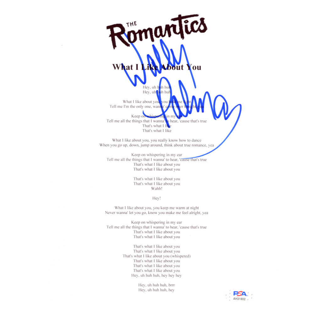 The Romantics What I Like About You Lyrics Wally Palomar Signed The Romantics "What I Like About You" 8.5x11 Lyric
