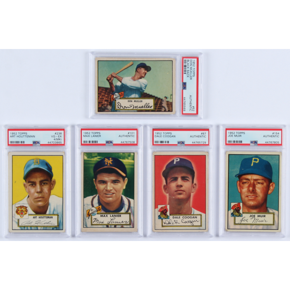 Lot of (5) PSA Graded 1952 Topps Baseball Cards with Don Mueller 52A