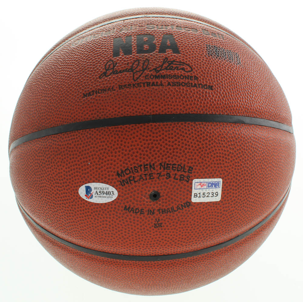 Lot of (2) Kobe Bryant Items With Signed NBA Basketball With Display Case & 1999 Game Worn Warm Ups Piece (Beckett LOA & PSA Hologram) at PristineAuction.com Lot of (2) Kobe Bryant Items With Signed NBA Basketball With Display Case & 1999 Game Worn Warm Ups Piece (Beckett LOA & PSA Hologram) at PristineAuction.com