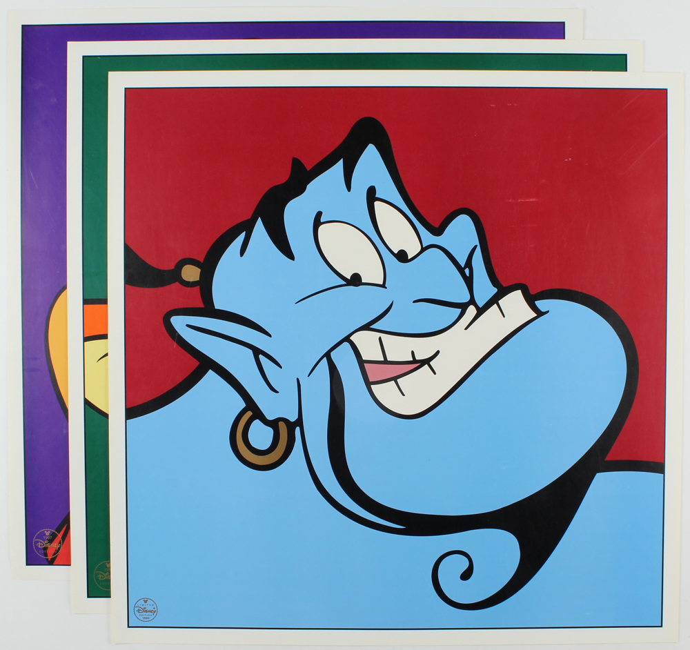 Lot of (3) 1997 Walt Disney LE 23.5x23.5 Lithographs with Winnie The Pooh, Tigger, & Genie at PristineAuction.com Lot of (3) 1997 Walt Disney LE 23.5x23.5 Lithographs with Winnie The Pooh, Tigger, & Genie at PristineAuction.com