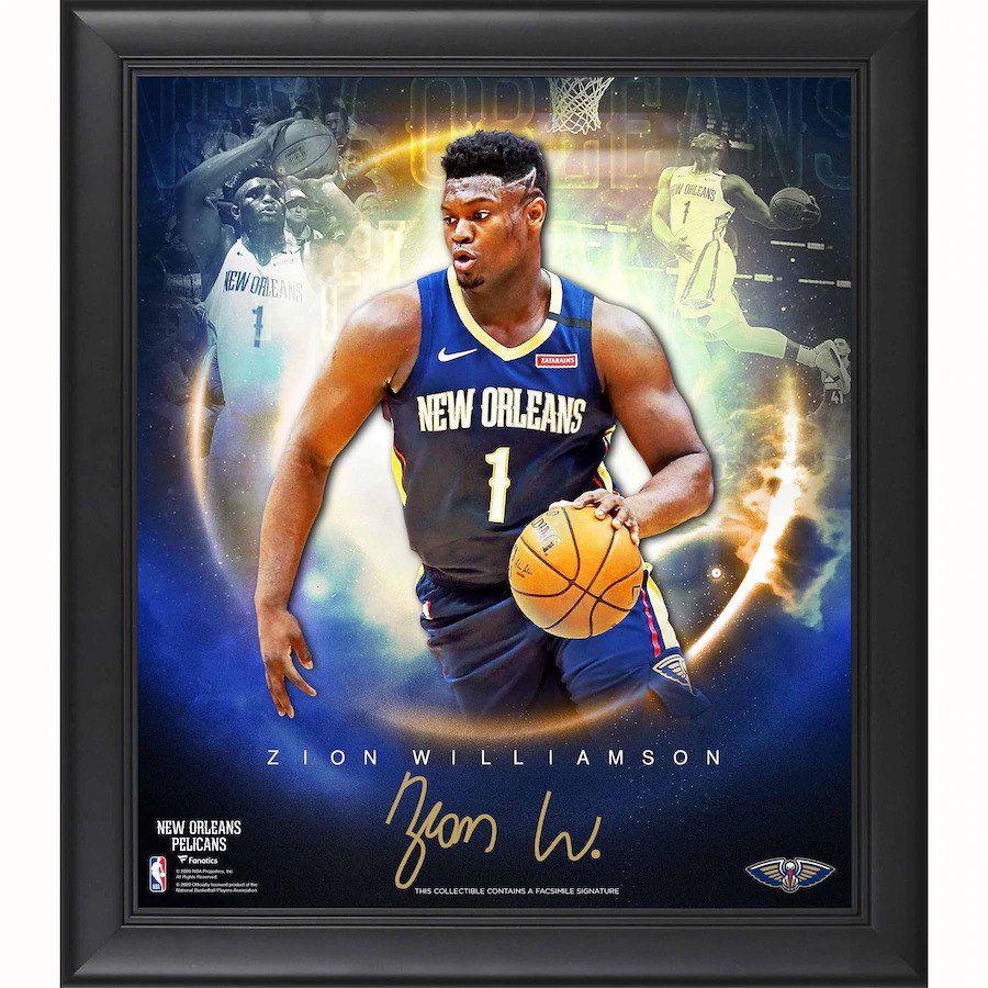 Zion Williamson Pelicans 15x17 Custom Framed Fanatics "Stars of the Game Collage" Print at PristineAuction.com Zion Williamson Pelicans 15x17 Custom Framed Fanatics "Stars of the Game Collage" Print at PristineAuction.com