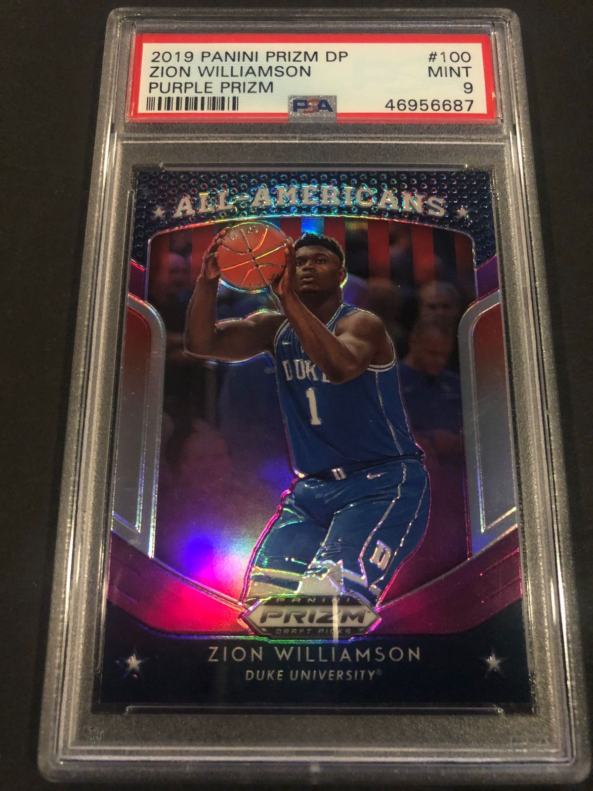 Zion Williamson 2019-20 Panini Prizm Draft Picks Purple Prizm #100 All-American (PSA 9) at PristineAuction.com Zion Williamson 2019-20 Panini Prizm Draft Picks Purple Prizm #100 All-American (PSA 9) at PristineAuction.com