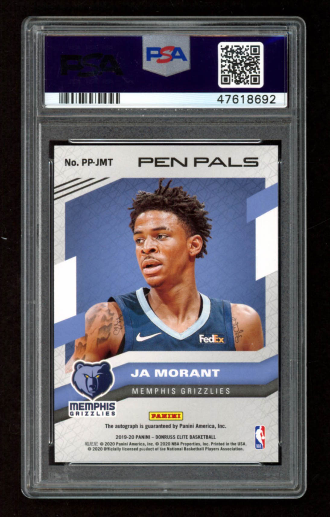 Ja Morant 2019-20 Elite Pen Pals #17 (PSA 10) at PristineAuction.com Ja Morant 2019-20 Elite Pen Pals #17 (PSA 10) at PristineAuction.com