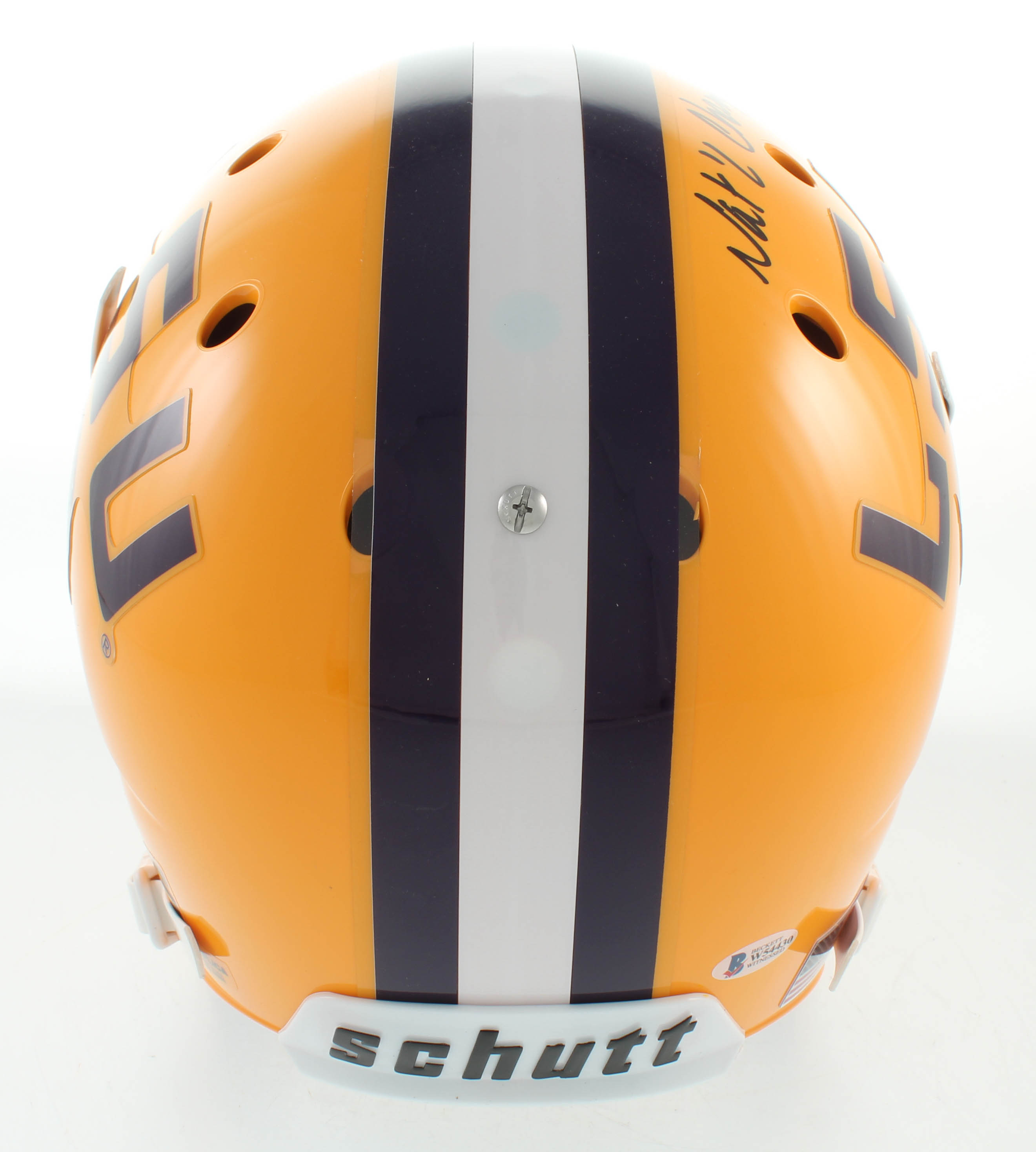 Clyde Edwards-Helaire Signed LSU Tigers Full-Size Helmet Inscribed "Nat'l Champs 2019" (Beckett COA) at PristineAuction.com Clyde Edwards-Helaire Signed LSU Tigers Full-Size Helmet Inscribed "Nat'l Champs 2019" (Beckett COA) at PristineAuction.com