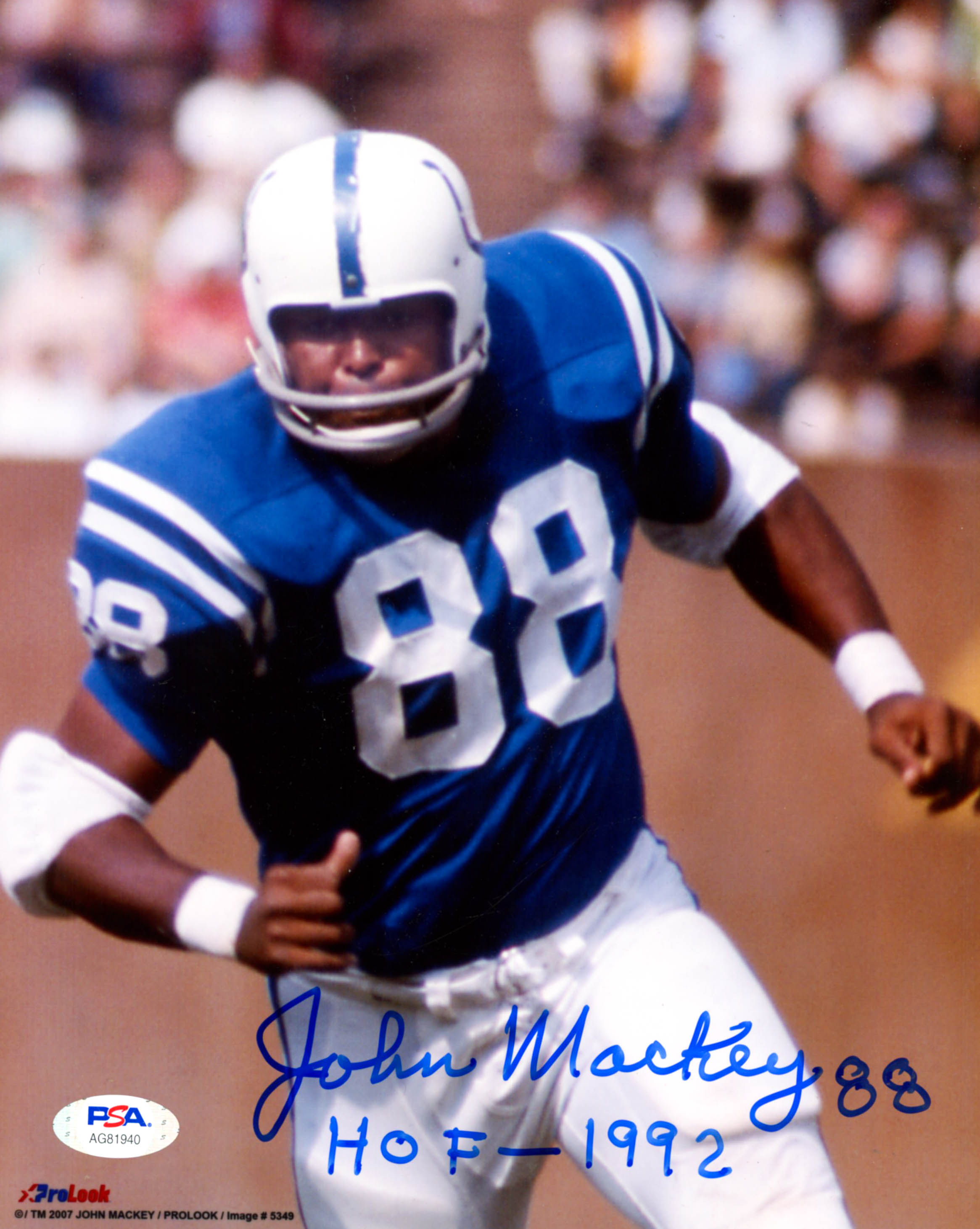 John Mackey Signed Colts 8x10 Photo inscribed "HOF 1992" (PSA COA) at PristineAuction.com John Mackey Signed Colts 8x10 Photo inscribed "HOF 1992" (PSA COA) at PristineAuction.com