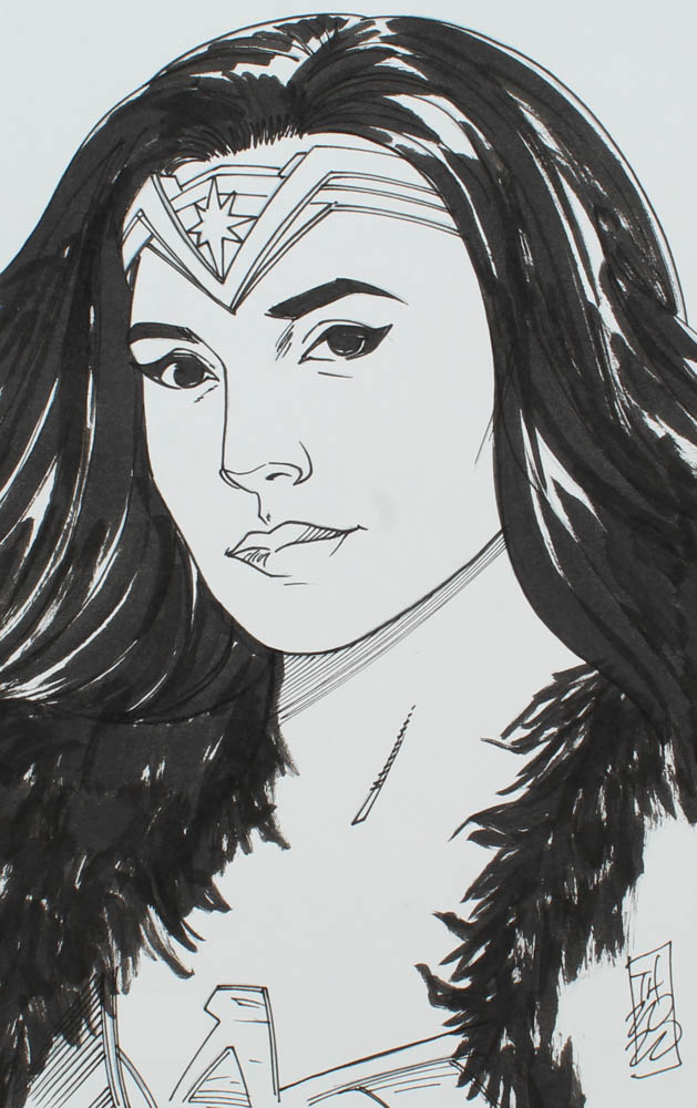 Tom Hodges - Wonder Woman - Gal Gadot - DC Comics - Signed ORIGINAL 5.5" x 8.5" Drawing on Paper (1/1) at PristineAuction.com Tom Hodges - Wonder Woman - Gal Gadot - DC Comics - Signed ORIGINAL 5.5" x 8.5" Drawing on Paper (1/1) at PristineAuction.com