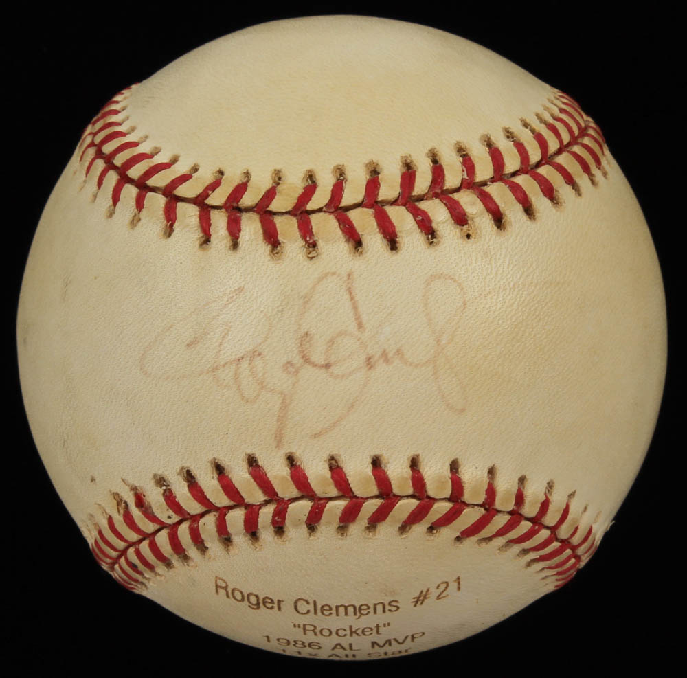 Roger Clemens Signed LE ONL Career Stat Engraved Baseball (JSA COA) at PristineAuction.com Roger Clemens Signed LE ONL Career Stat Engraved Baseball (JSA COA) at PristineAuction.com