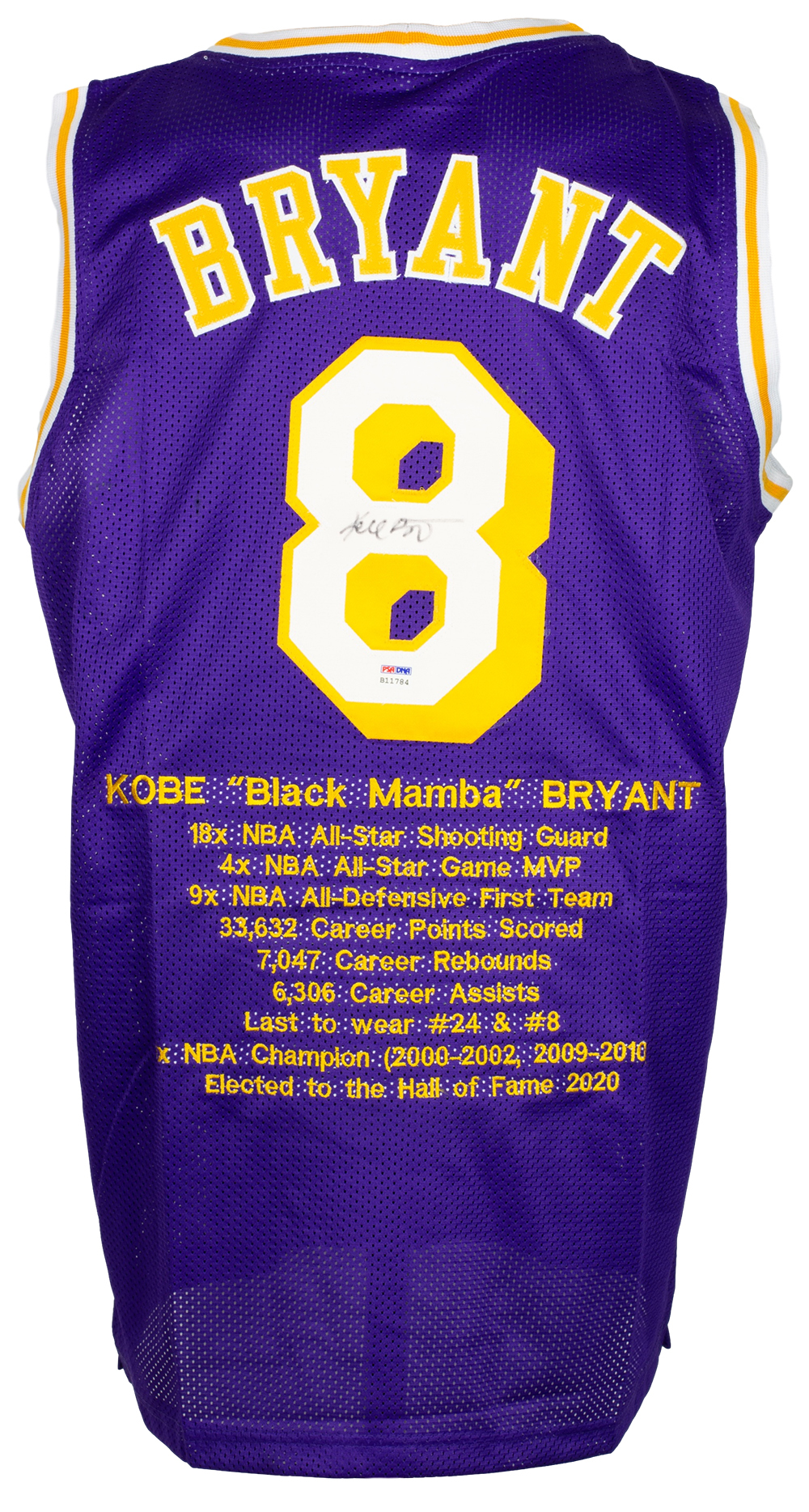 Kobe Bryant Signed Career Highlight Stat Jersey (PSA COA) at PristineAuction.com Kobe Bryant Signed Career Highlight Stat Jersey (PSA COA) at PristineAuction.com