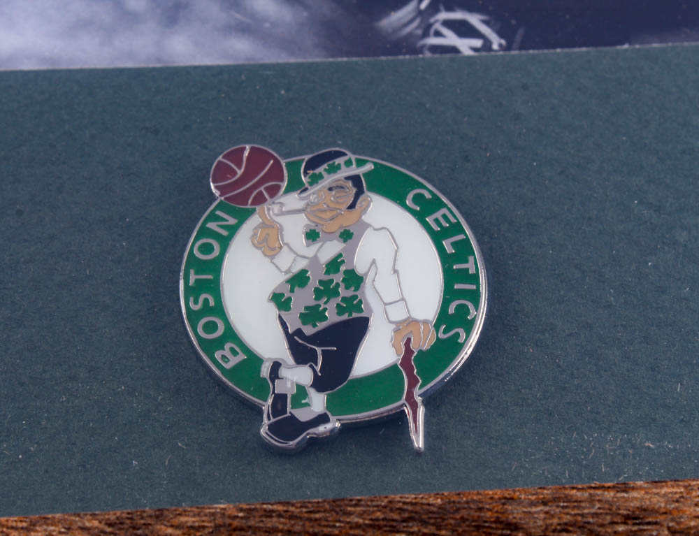 Bill Russell & Red Auerbach Celtics 13x16 Custom Framed Photo Display With Celtics Pin at PristineAuction.com Bill Russell & Red Auerbach Celtics 13x16 Custom Framed Photo Display With Celtics Pin at PristineAuction.com