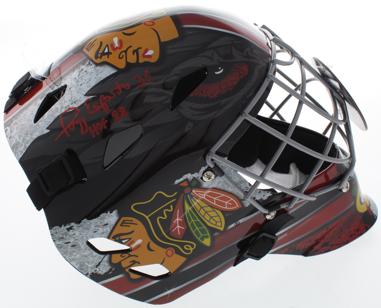 Tony Esposito Signed Blackhawks Full-Size Goalie Mask Inscribed "HOF 88" (Schwartz COA) at PristineAuction.com Tony Esposito Signed Blackhawks Full-Size Goalie Mask Inscribed "HOF 88" (Schwartz COA) at PristineAuction.com