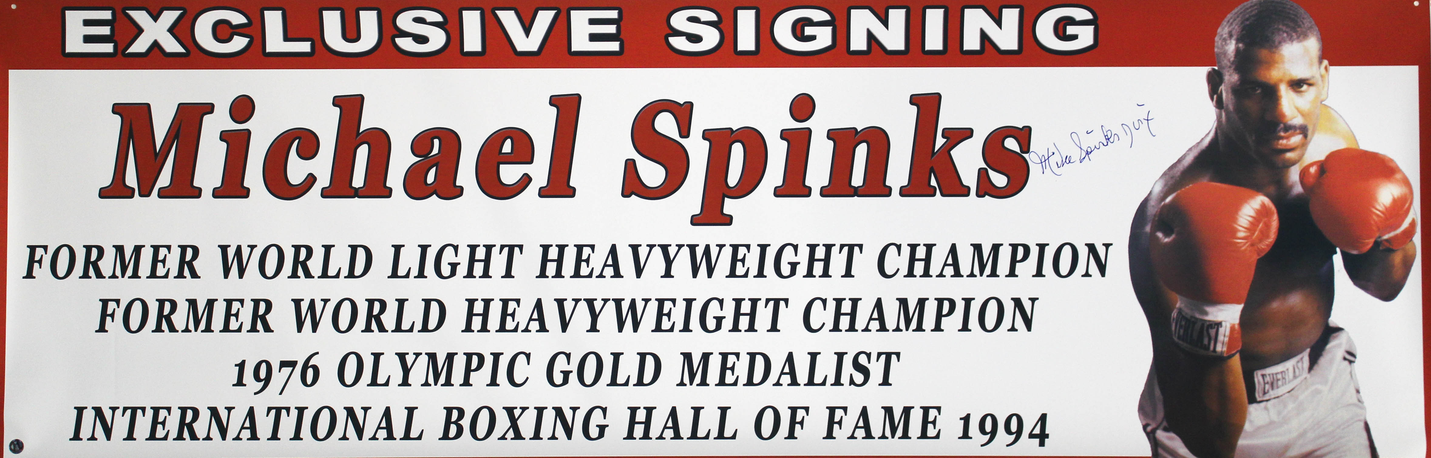 Michael Spinks Signed "Exclusive Signing" 24x72 Photo Banner Inscribed "Jinx" (Tracy Stallard Hologram) at PristineAuction.com Michael Spinks Signed "Exclusive Signing" 24x72 Photo Banner Inscribed "Jinx" (Tracy Stallard Hologram) at PristineAuction.com