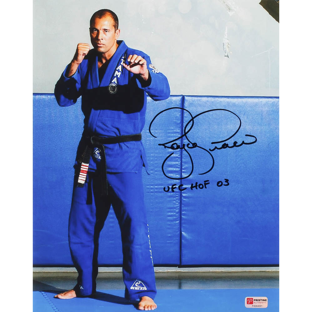 Royce Gracie Signed UFC 11x14 Photo Inscribed "UFC HOF 03" (PA COA
