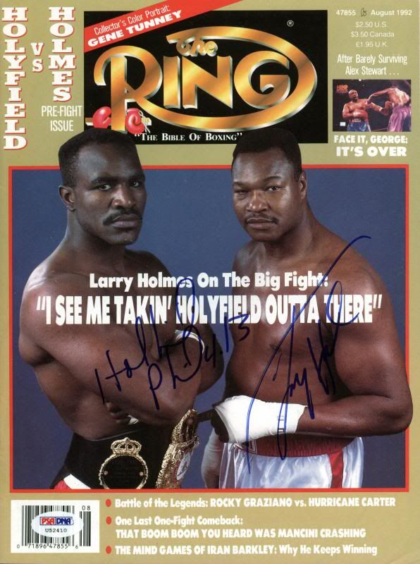 Evander Holyfield & Larry Holmes Signed 1992 The Ring Magazine (PSA COA) at PristineAuction.com Evander Holyfield & Larry Holmes Signed 1992 The Ring Magazine (PSA COA) at PristineAuction.com