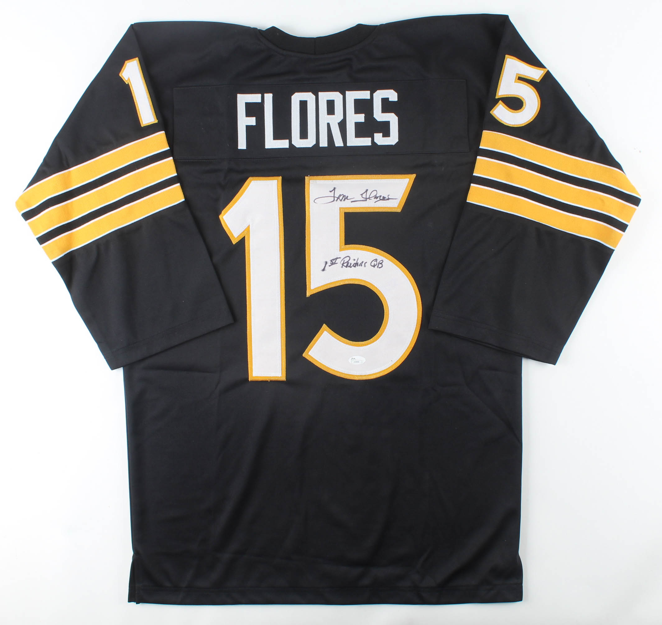 Tom Flores Signed Jersey Inscribed "1st Raiders QB" (JSA Hologram) at PristineAuction.com Tom Flores Signed Jersey Inscribed "1st Raiders QB" (JSA Hologram) at PristineAuction.com