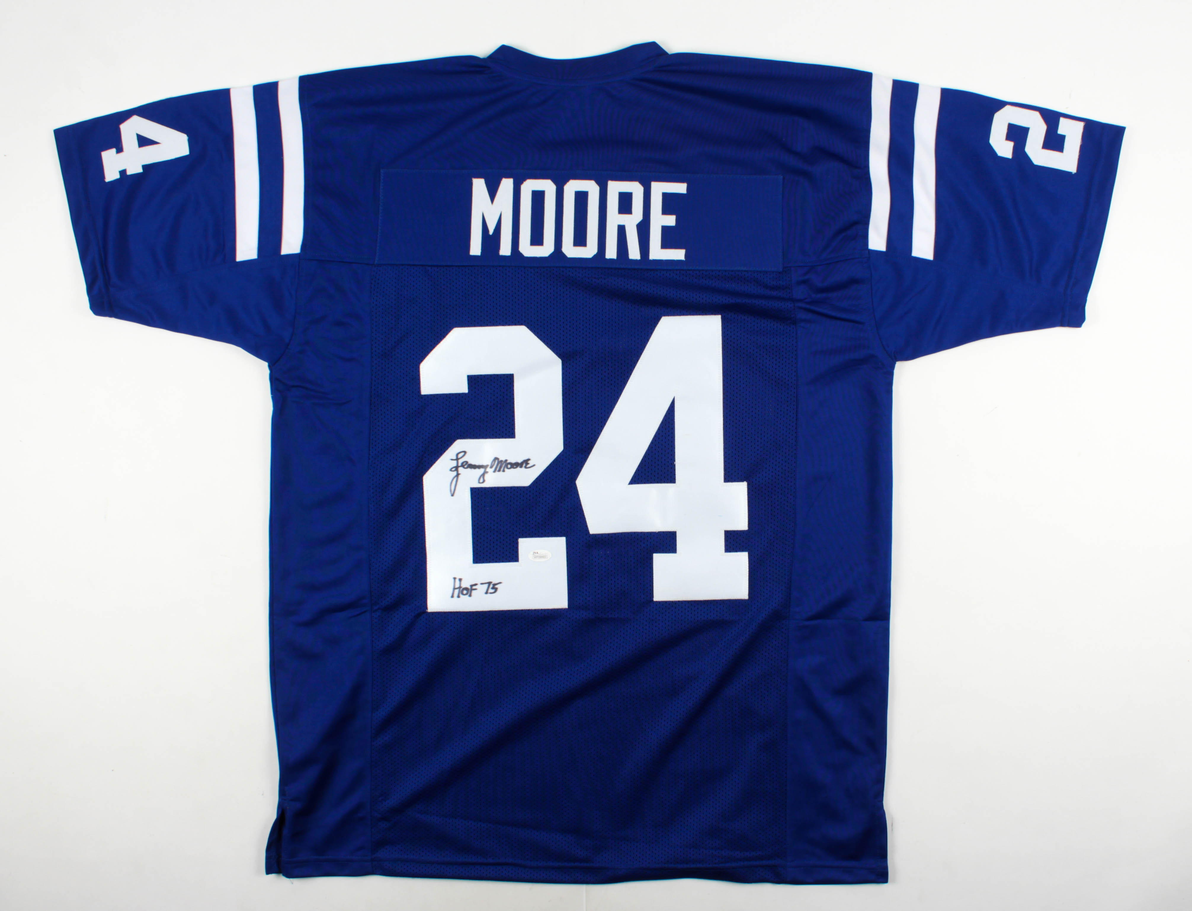 Lenny Moore Signed Jersey Inscribed "HOF 75" (JSA Hologram) at PristineAuction.com Lenny Moore Signed Jersey Inscribed "HOF 75" (JSA Hologram) at PristineAuction.com