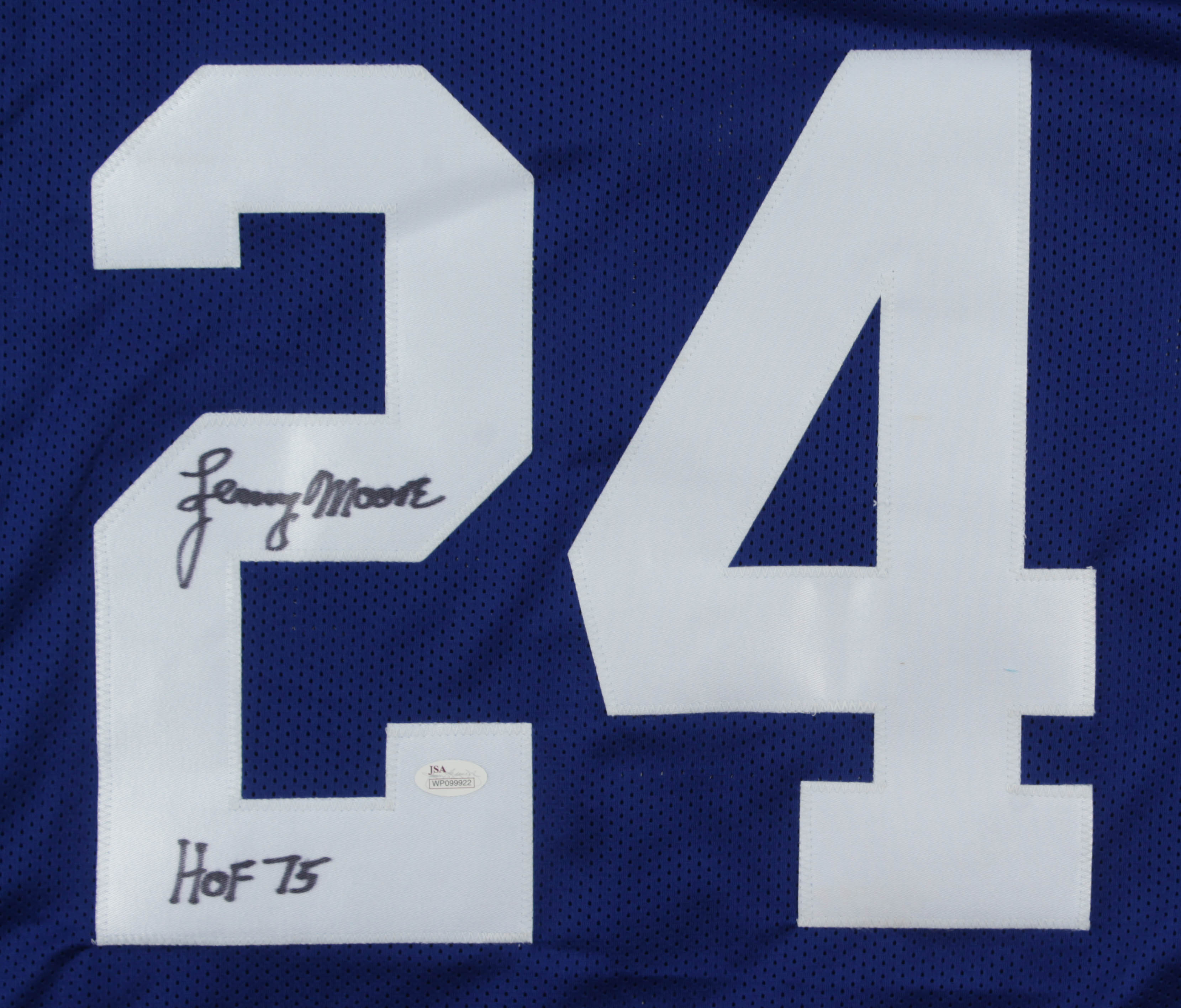 Lenny Moore Signed Jersey Inscribed "HOF 75" (JSA Hologram) at PristineAuction.com Lenny Moore Signed Jersey Inscribed "HOF 75" (JSA Hologram) at PristineAuction.com