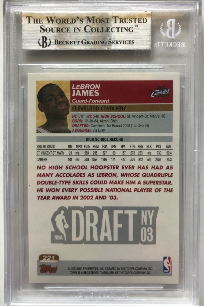 topps pristine lebron james rookie