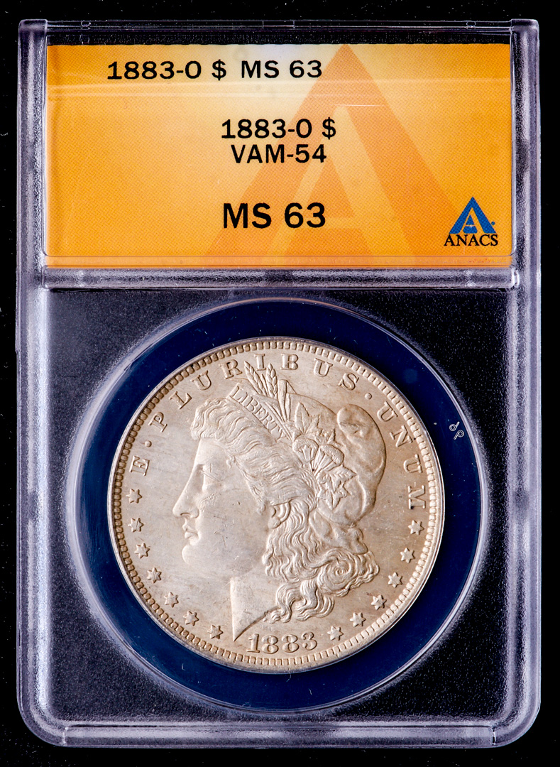 1883-O Morgan Silver Dollar, VAM-54 (ANACS MS63) at PristineAuction.com 1883-O Morgan Silver Dollar, VAM-54 (ANACS MS63) at PristineAuction.com