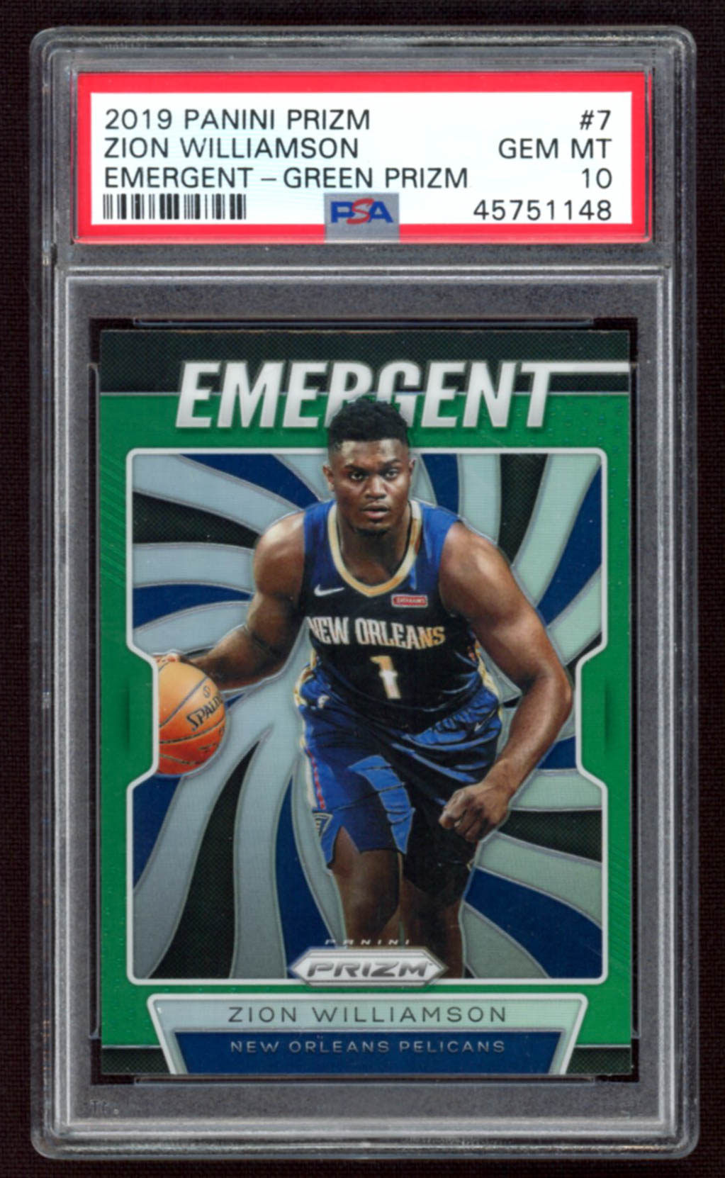 Zion Williamson 2019-20 Panini Prizm Emergent Prizms Green #7 (PSA 10) at PristineAuction.com Zion Williamson 2019-20 Panini Prizm Emergent Prizms Green #7 (PSA 10) at PristineAuction.com