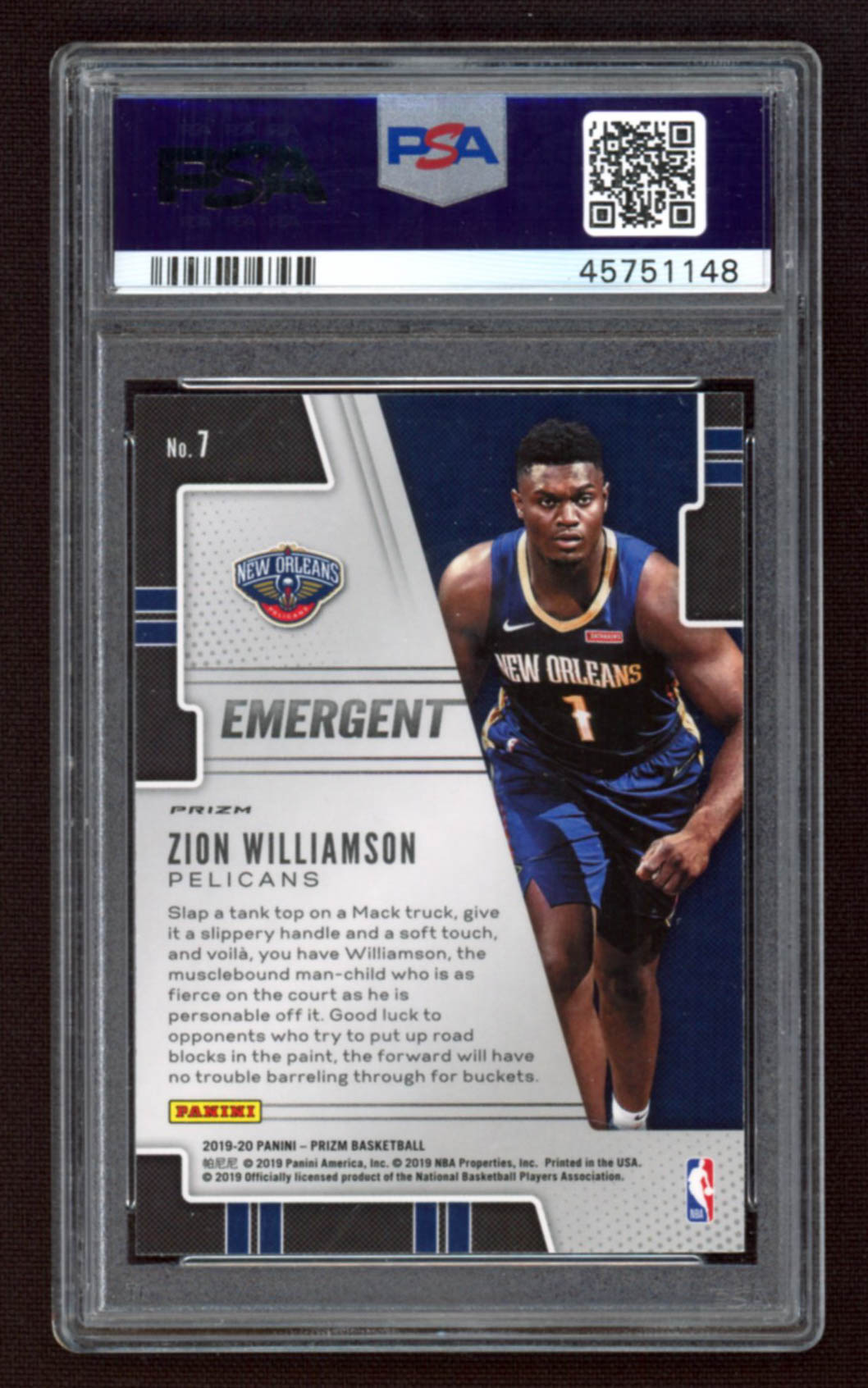Zion Williamson 2019-20 Panini Prizm Emergent Prizms Green #7 (PSA 10) at PristineAuction.com Zion Williamson 2019-20 Panini Prizm Emergent Prizms Green #7 (PSA 10) at PristineAuction.com