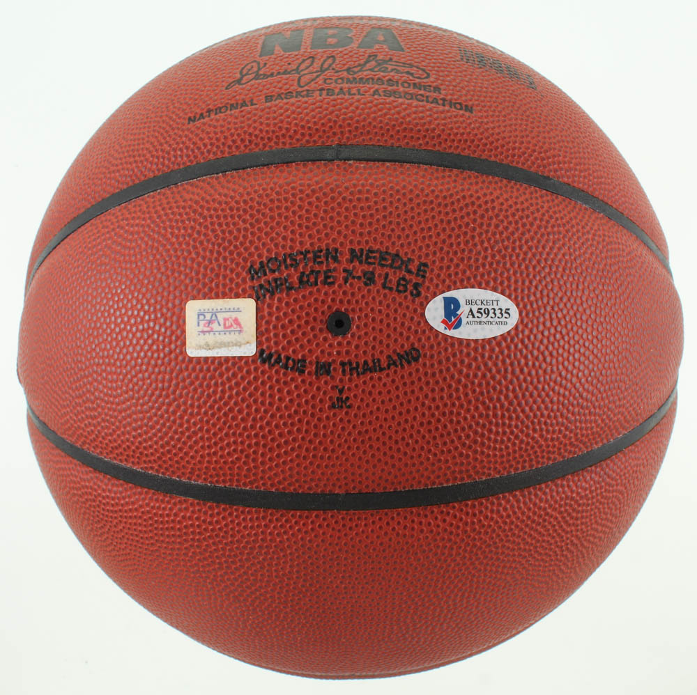 Lot of (2) Kobe Bryant Items With Signed NBA Basketball With Display Case & 1999 Game Worn Warm Ups Piece (Beckett LOA & PSA Hologram) at PristineAuction.com Lot of (2) Kobe Bryant Items With Signed NBA Basketball With Display Case & 1999 Game Worn Warm Ups Piece (Beckett LOA & PSA Hologram) at PristineAuction.com