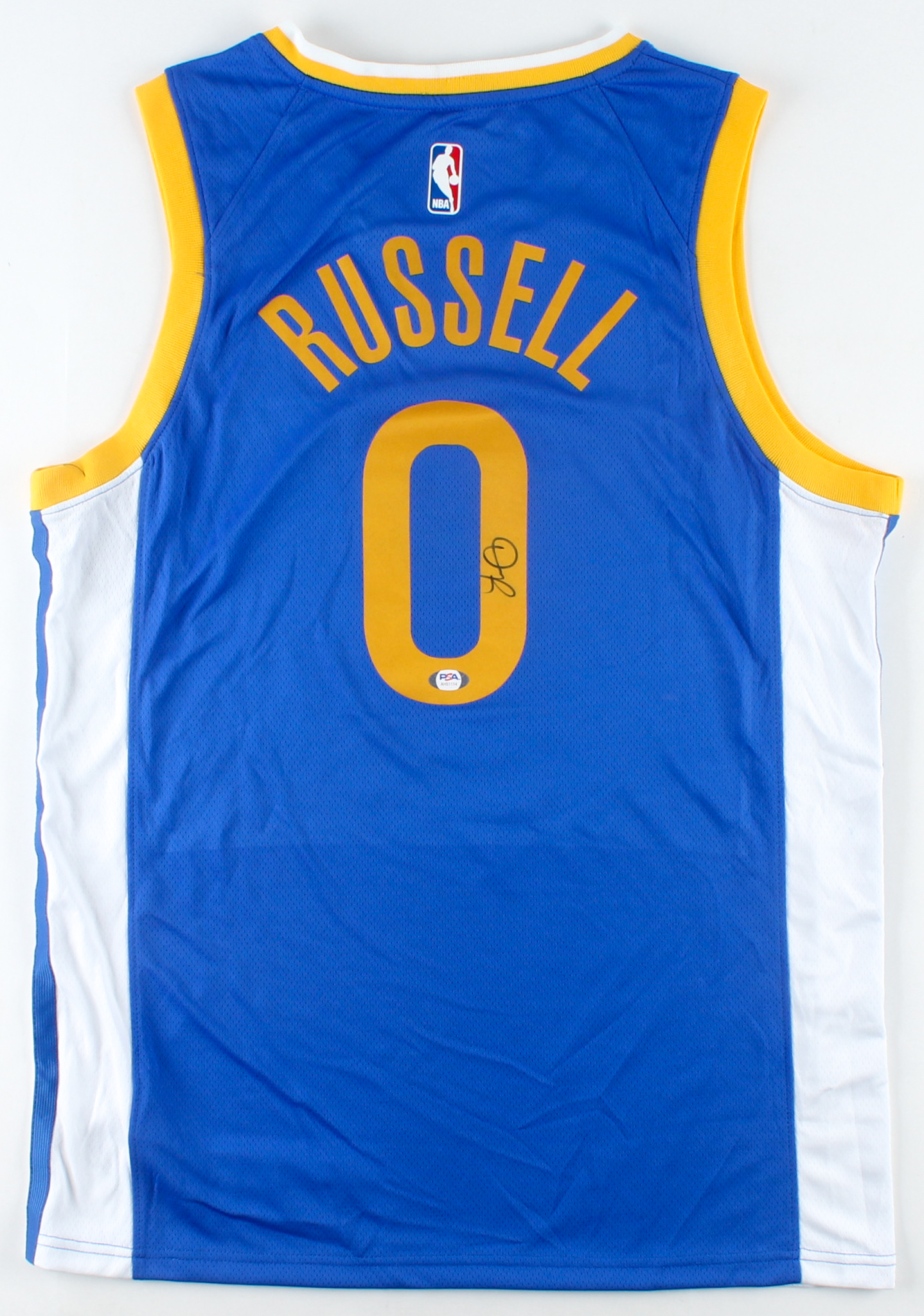 D'Angelo Russell Signed Warriors Jersey (PSA COA) at PristineAuction.com D'Angelo Russell Signed Warriors Jersey (PSA COA) at PristineAuction.com