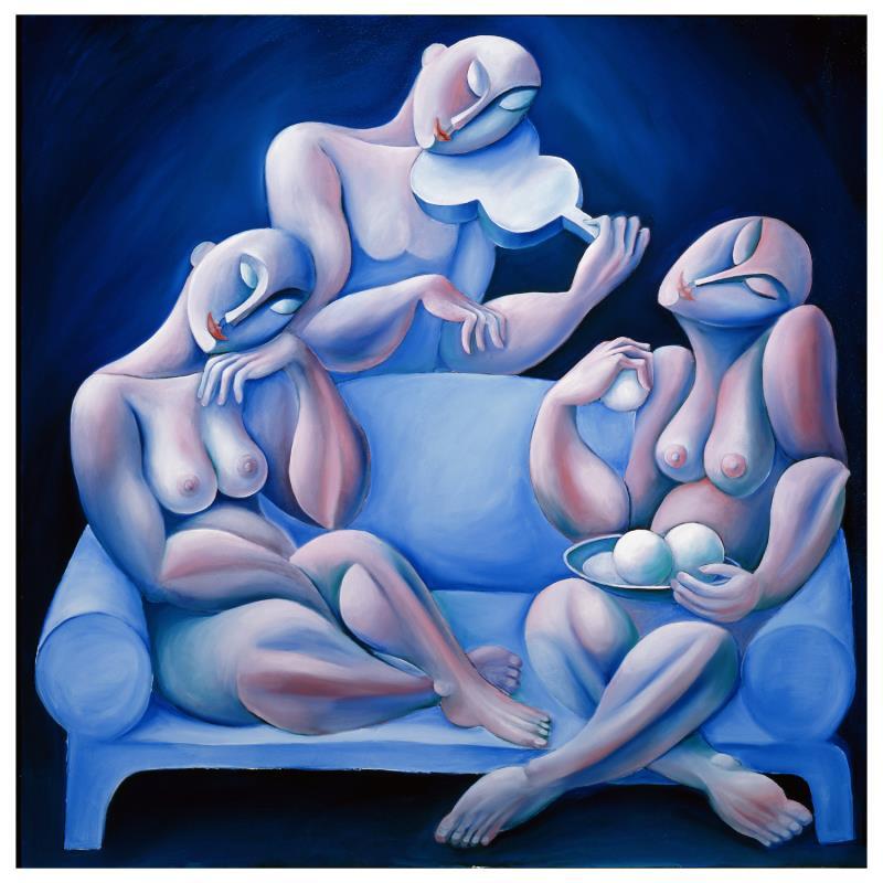 "The Light Blue Couch" Limited Edition 36x36 Serigraph on Canvas by Yuroz (PA) at PristineAuction.com "The Light Blue Couch" Limited Edition 36x36 Serigraph on Canvas by Yuroz (PA) at PristineAuction.com