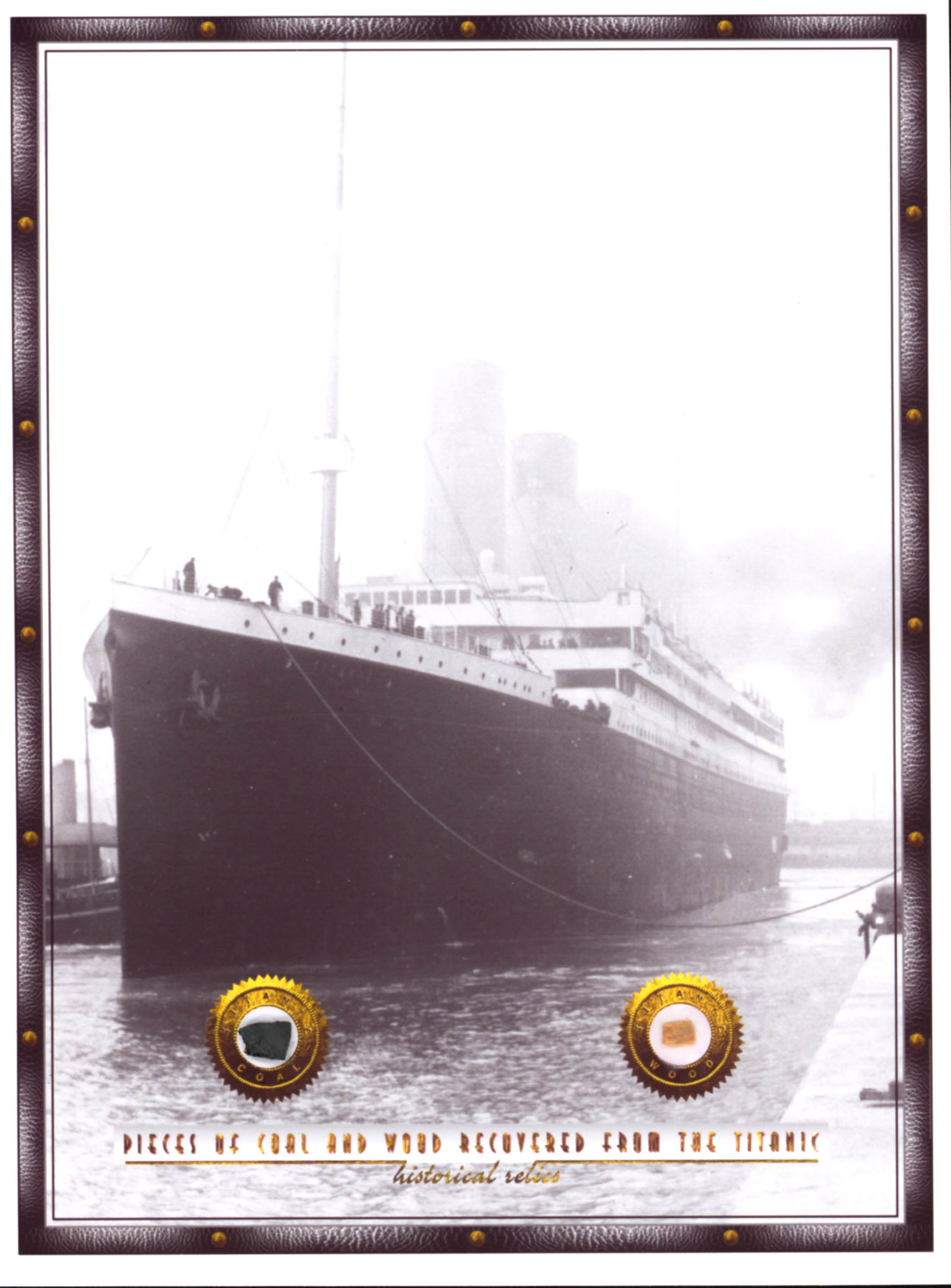 Authentic Coal & Wood Relic Piece From Titanic Wreckage on 6x8 Photo (The Zone COA) at PristineAuction.com Authentic Coal & Wood Relic Piece From Titanic Wreckage on 6x8 Photo (The Zone COA) at PristineAuction.com
