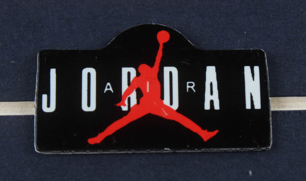 Michael Jordan & Spike Lee 17x21 Custom Framed Vintage Nike Poster Display with Vintage Air Jordan Pin at PristineAuction.com Michael Jordan & Spike Lee 17x21 Custom Framed Vintage Nike Poster Display with Vintage Air Jordan Pin at PristineAuction.com