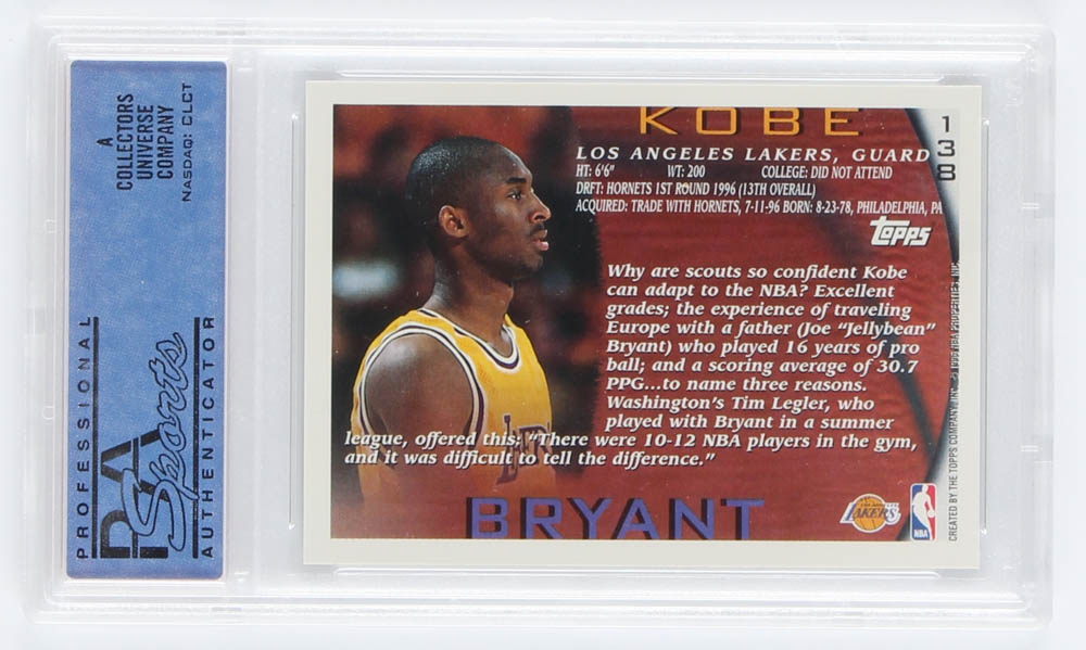 Kobe Bryant 1996-97 Topps NBA at 50 #138 (PSA 8) at PristineAuction.com Kobe Bryant 1996-97 Topps NBA at 50 #138 (PSA 8) at PristineAuction.com