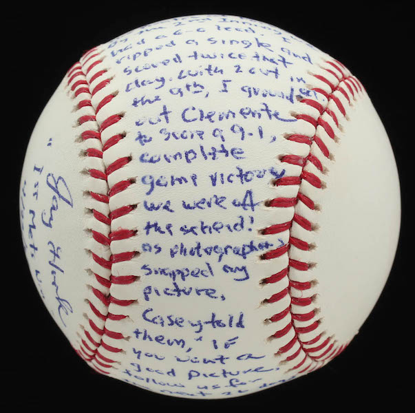 Jay Hook - Hand Written & Signed Story OML Baseball - "First New York Mets Win - April 23, 1962" (Stallard COA & JSA COA) at PristineAuction.com Jay Hook - Hand Written & Signed Story OML Baseball - "First New York Mets Win - April 23, 1962" (Stallard COA & JSA COA) at PristineAuction.com