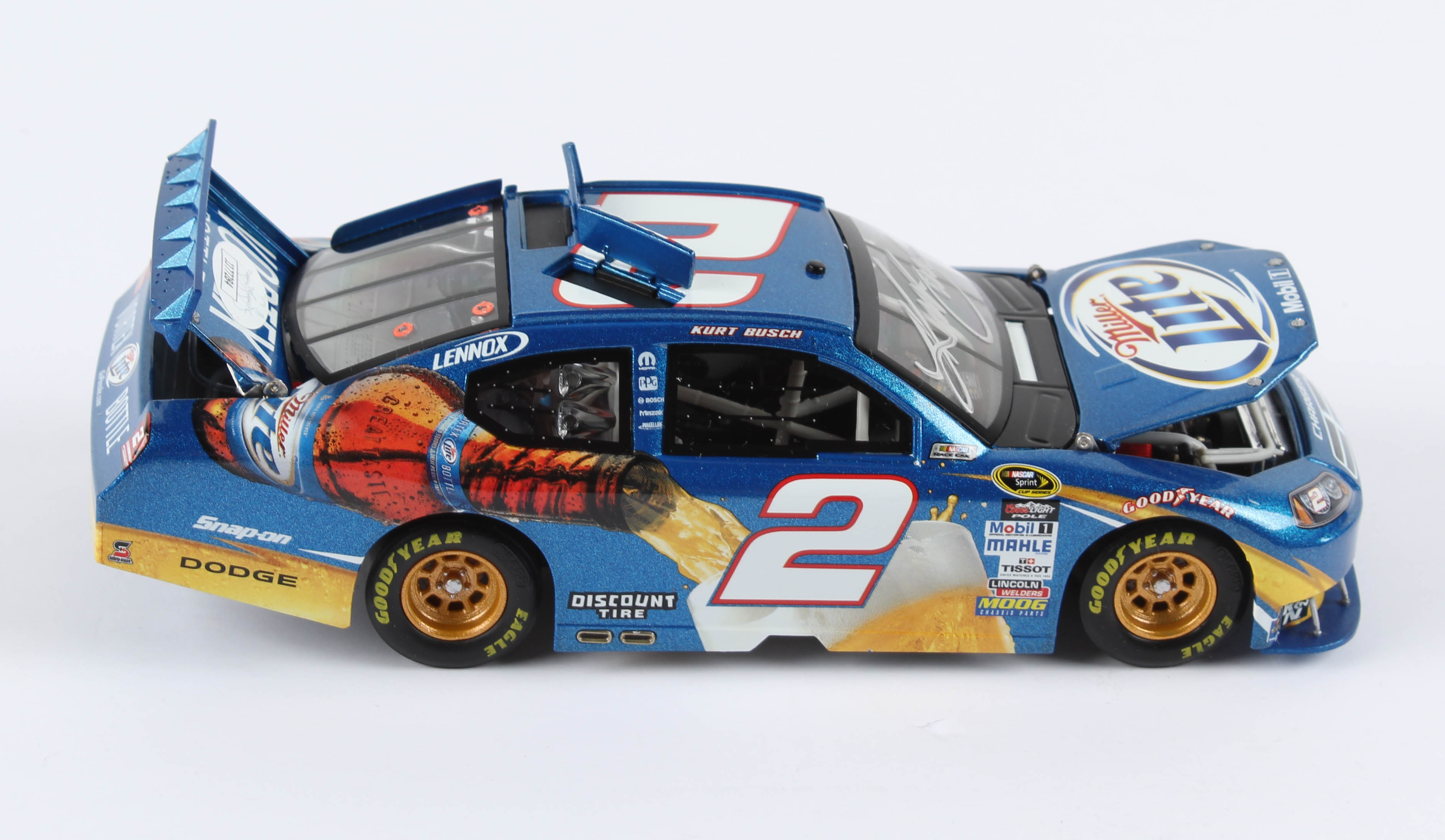 Kurt Busch Signed LE #2 Miller Lite Vortex 2010 Charger 1:24 Diecast Car  (JSA COA) | Pristine Auction, image size:3767x2190