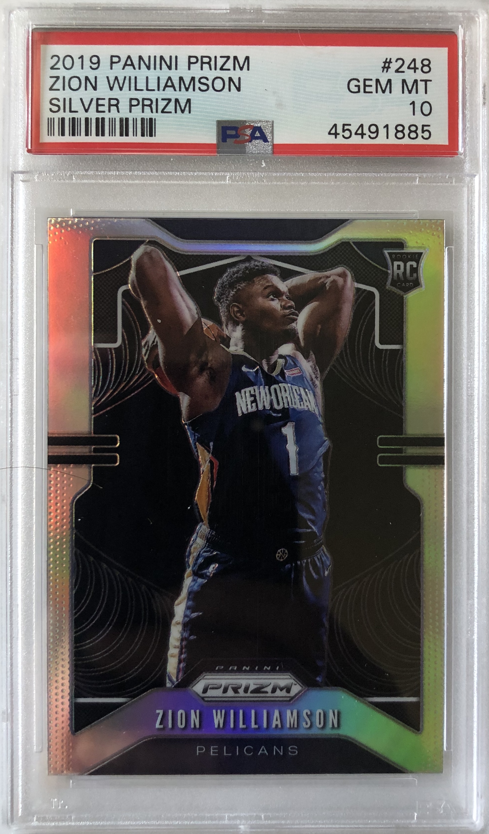 【PSA10】Zion Williamson RC Silver Zion Williamson 2019-20 Panini Prizm Prizms Silver #248 RC (PSA 10