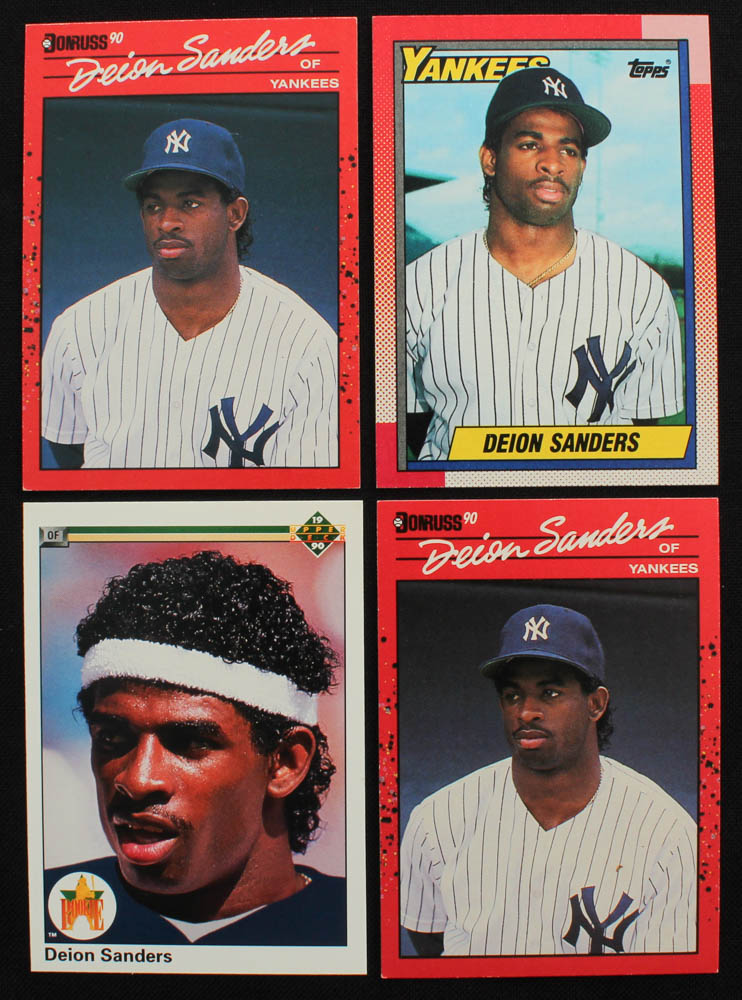 Lot of (4) Deion Sanders Baseball Cards with (2) 1990 Donruss #427, 1990 Upper Deck #13, 1990 Topps #61 at PristineAuction.com Lot of (4) Deion Sanders Baseball Cards with (2) 1990 Donruss #427, 1990 Upper Deck #13, 1990 Topps #61 at PristineAuction.com