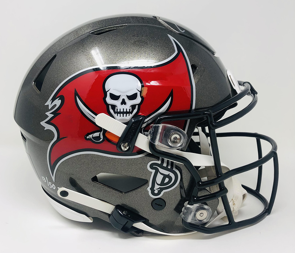 Tom Brady Signed LE Buccaneers Full-Size Authentic On-Field SpeedFlex Helmet Inscribed "Fire The Cannons" (Fanatics Hologram) at PristineAuction.com Tom Brady Signed LE Buccaneers Full-Size Authentic On-Field SpeedFlex Helmet Inscribed "Fire The Cannons" (Fanatics Hologram) at PristineAuction.com