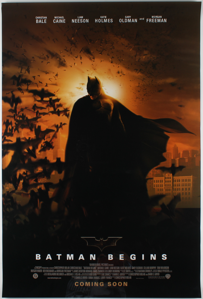 "Batman Begins" 27x40 Teaser Movie Poster at PristineAuction.com "Batman Begins" 27x40 Teaser Movie Poster at PristineAuction.com